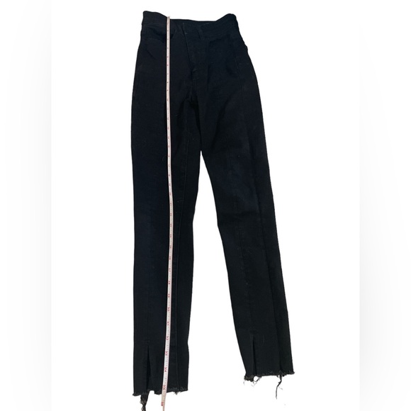 American Eagle Next Level stretch jeggings black jeans 000 skinny slit at ankle - Picture 5 of 7